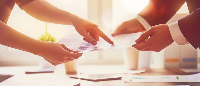 working day in office. two businessmen at work.