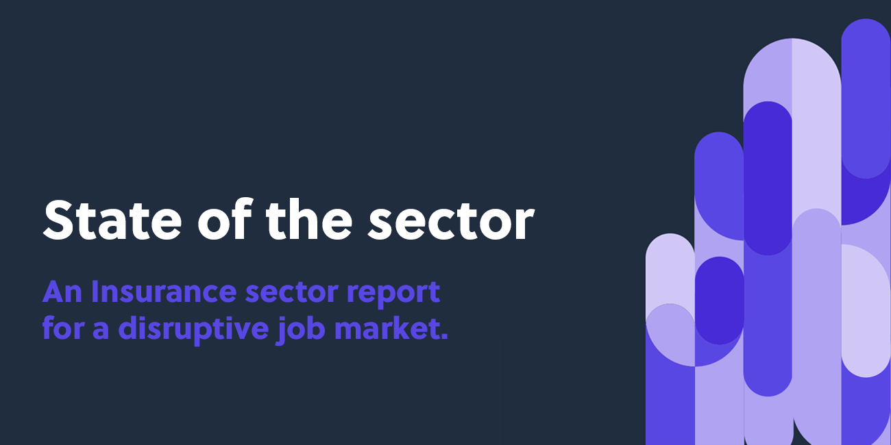 banner saying state of the sector in white text with other blue text