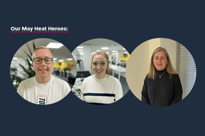 three headshots of heat heroes from may
