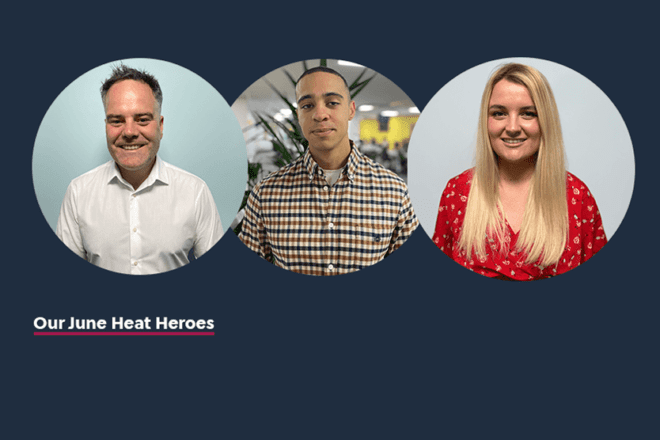 three headshots of heat heroes from june