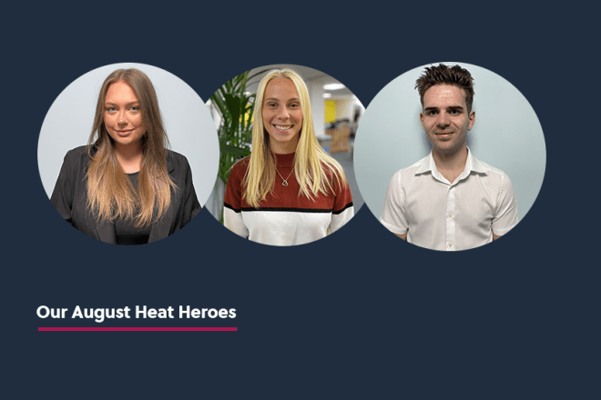 three headshots of august heat heroes