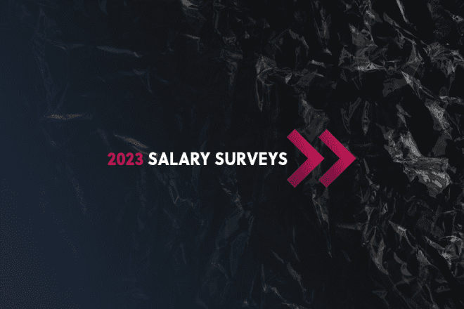 2023 salary surveys on a dark background